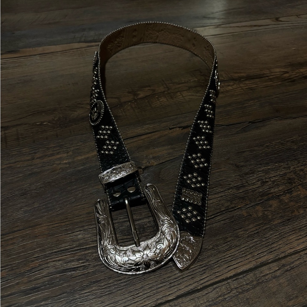 Black and Silver Embellished BB Simon Belt